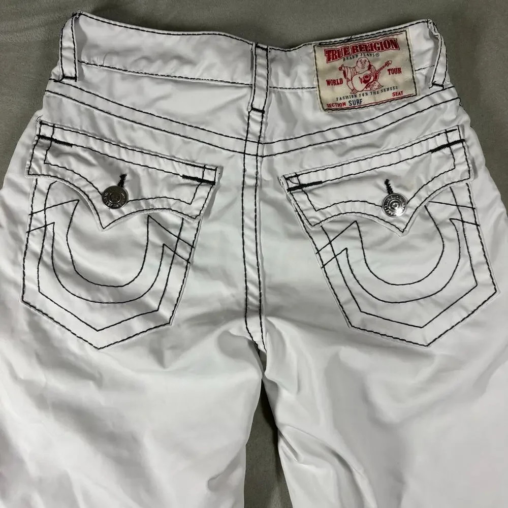 True Religion World Tour Surf Seat White Swim Trunks Shorts Size 30 Mens